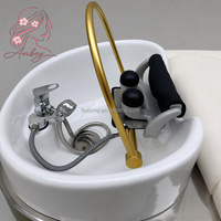 Fauteuil-lit de lavage moderne de luxe avec repose-pieds et circulation d'eau pour salon de coiffure et institut de beauté