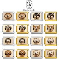 Bracelet modulaire multifonctionnel en acier inoxydable fait main, style italien, avec breloque chien mignon, sangle détachable DIY