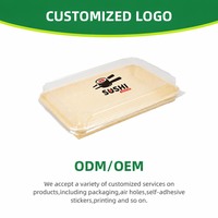 Caja de Embalaje para Sushi, Contenedor de Alimentos de Papel Kraft con Tapa, Caja Bento Desechable para Pasta, Arroz, Fideos, Bocadillos, Pastel, Impresión Personalizada