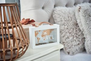 <span class=keywords><strong>Hucha</strong></span> rectangular de viaje <span class=keywords><strong>para</strong></span> adultos, diseño de mapa mundial, con asa blanca, <span class=keywords><strong>para</strong></span> vacaciones, fondo de luna de miel y aventuras - Product Image 5