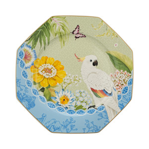 Juego de Vajilla de Cerámica Octogonal de Lujo de 24 Piezas, Platos y Tazones de Porcelana con Diseño Floral de <span class=keywords><strong>Cacatua</strong></span> Exótica, Vajilla con Borde Dorado para 6 Personas - Product Image 3