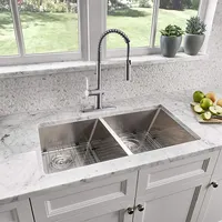 OEM ODM facile da pulire R10 angolo in acciaio inox 304 lavello da cucina rettangolare sottopiano a doppia vasca