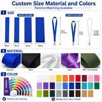 Cordon de cou personnalisé en polyester par sublimation avec impression couleur intégrale et porte-badge PVC pour passe de conférence