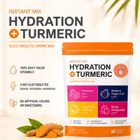 Mélange de poudre pour boisson électrolytique hydratante 4 saveurs, 16 sachets pour le bien-être, curcuma, curcumine, vitamines C et D, zinc, améliore l'immunité