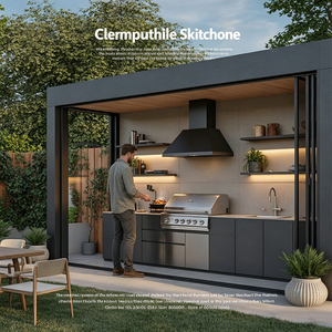Aluminum Durable Waterproof Kitchen Cabinets Outdoor Kitchen Island BBQ <strong>Grill</strong> for >5 People Patio Kitchen <strong>Portable</strong> <strong>Grill</strong> Station - Product Image 5