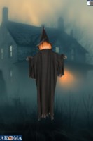 AROMA Zucca Luminosa a Grandezza Naturale con Mantello Nero e Cappello, Perfetta per Uso Interno ed Esterno