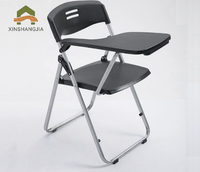 Tablette d'écriture pliable en plastique chromé avec cadre en acier, chaise de formation, chaise de bureau, pour l'école, les conférences et les salles de séminaire
