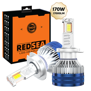 Redsea Nhà Máy Giá R3 170 Wát 17000lm H1 H4 H7 <span class=keywords><strong>H11</strong></span> Xe LED ánh sáng Ba ống đồng 9005 9006 9004 9007 xe Led Đèn Pha Bóng đèn H7 - Product Image 1