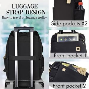 BSCI Factory Customized Business Work Travel Black Women <b>Slim</b> 14 15.6 16 4Inch Laptop Case Bag Computer <b>Purse</b> Backpack - Product Image 5