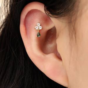 Boucles d'oreilles en or massif 14 carats, sans fil, à poussoir, véritable almandite, rhodolite, grenat, labret, cartilage, embouts, bijoux <span class=keywords><strong>de</strong></span> piercing - Product Image 6