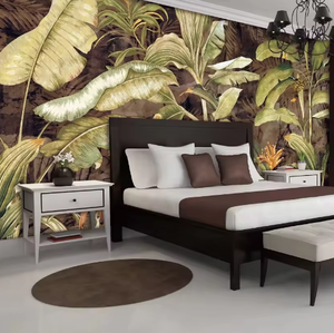 Papier peint <span class=keywords><strong>mural</strong></span> personnalisé imprimé en 3D avec des plantes tropicales, autocollants muraux peints à la main, paysage naturel, <span class=keywords><strong>jungle</strong></span>, feuilles de bananier, murale - Product Image 1