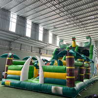 Toboggan aquatique gonflable commercial dinosaure, combo château gonflable et aire de jeux extérieure pour fêtes d'enfants et parcs d'attractions