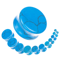 Prix du commerce Artificielle Bleu Turquoise Jauge D'oreille Sortie D'usine Corps Bijoux Pierre Oreille Jauge Tailles Disponibles pour Vente Immédiate