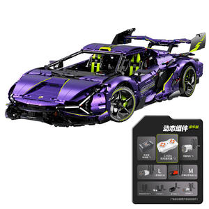 GULY-10635 MOC <b>Plastic</b> Building <b>Blocks</b> Sports Car Model 800+ Pieces Battery Powered Assembly Toy for Ages 10-14+ - Product Image 1