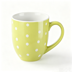 Mug à café en céramique fait main, motif à pois, personnalisable, bicolore, grande capacité 16,7 oz, mignon - Product Image 2