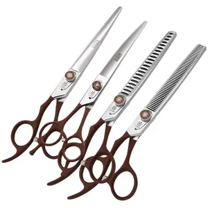 Curved Shears Left Handed Dog Grooming Scissors Set Wholesaler Price 7.0 inch Cutting Thinning Pet Tools Supplier