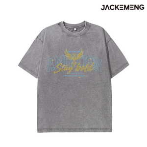 T-shirt Oversize in <span class=keywords><strong>Cotone</strong></span> Lavato con Stampa Aquila e Citazione Motivazionale - Stile Retrò Streetwear Casual - Magazzino USA - Vendita all'Ingrosso - Product Image 2