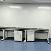 Banc de laboratoire à structure en acier facile à assembler avec armoire de rangement mobile, table de travail modulaire pour laboratoire scolaire et chimique