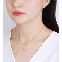 Juego de Joyería de Plata de Ley 925 para Regalo de Boda, Collar con Perlas Chapado en Oro PVD, Aretes de Flor con Baño de Rodio 18K
