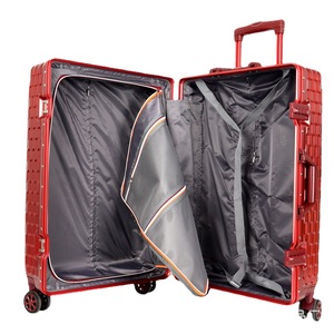 Red 24-Inch Unisex Trolley <b>Suitcase</b> With Spinner Wheels Password <b>Lock</b> For Travel - Product Image 3
