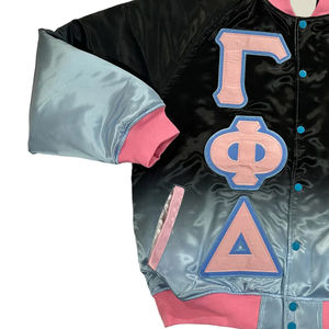 Chaquetas de hombre Varsity con letras de dos tonos, chaqueta Bomber de satén con bordado personalizado, chaqueta universitaria de hermandad de mujeres para hombre - Product Image 3