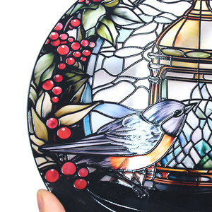 Adorno de Vidrio Colgante para Ventana, Atrapasoles de Vidrio con Dos Pájaros, Regalos Decorativos con Cinta para Mujeres, Navidad, Invierno - Product Image 5