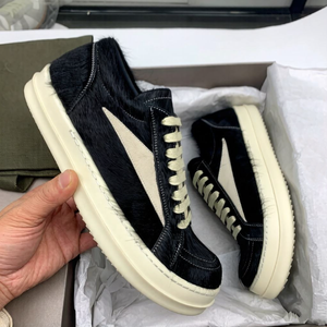 In Stock Men Shoe Low Top <strong>Women</strong> Sneaker Black Lace up Designer Luxury Owens Leather Thick-sole Casual Flat Shoe - Product Image 1