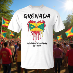 T-shirt con bandiera grenadina a forma di cuore per il Giorno dell'Indipendenza-Est1974 - Product Image 3