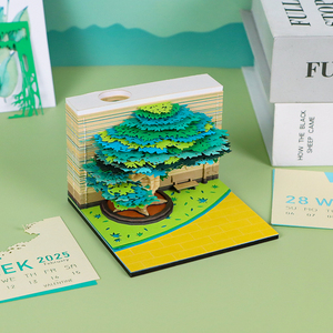 Bloc-notes 3D en forme d'arbre, calendrier, bloc-notes, papier artistique, artisanat, bloc-notes 3D, décoration de bureau, ensemble de papeterie, cadeau original, article d'anniversaire - Product Image 4