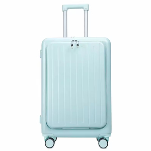 Valise de <span class=keywords><strong>voyage</strong></span> multifonctionnelle à ouverture frontale avec roulettes silencieuses, port de charge USB, porte-téléphone et porte-gobelet – Vente en gros de bagages - Product Image 2