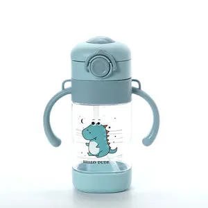 Kinder Wasser Trinkbecher Kreative Cartoon Baby Fütterung becher mit Strohhalmen Auslaufs ichere Wasser flaschen Outdoor Tragbare Kinder becher