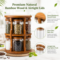 Étagère à épices rotative à 360° à 2 niveaux, multifonctionnelle, en bois de bambou foncé, de style moderne, fabriquée directement en usine
