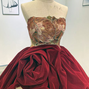 Robe de bal, robes de soirée, fleurs 3D, sans bretelles, irrégulière, robe de cocktail de mariage WM34 - Product Image 2