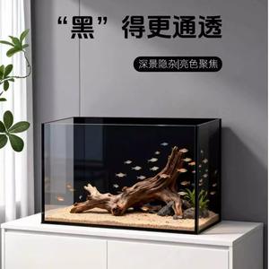 Ultraheldere glazen viskom met zwarte achterwand, ecologisch aquarium voor goudvissen voor thuisgebruik, ultraheldere viskom - Product Image 2