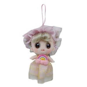 Jolie poupée en peluche de 10cm, jouet porte-clés suspendu pour filles, animal en peluche doux avec chapeau et robe, cadeau pour enfants - Product Image 1