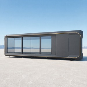 Maison mobile miniature sur roues personnalisée de 20 pieds avec ports d'alimentation pré-câblés, balcon panoramique incurvé en verre pour cabane de vacances en <span class=keywords><strong>Andorre</strong></span> - Product Image 1