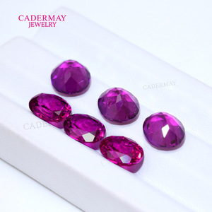 CADERMAY JEWELRY Cultivated Sapphire Oval Loose Stone Rose Purple Red For Jewelry Making - Product Image 1