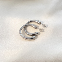 Boucles d'oreilles en acier inoxydable plaqué or 18 carats Joyas De Acero en forme de C pour femmes