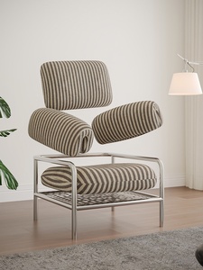 Poltrona a Righe Stile Bauhaus Vintage Murei Home per Soggiorno <span class=keywords><strong>e</strong></span> Camera da Letto, Uso Relax - Product Image 2