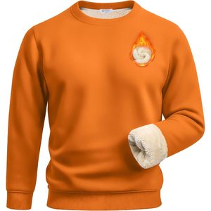 FOXA Men's Sherpa Lined Crewneck Sweatshirt Fleece Pullover Thermal Cotton Heavy <b>Weight</b> Warm Top - Product Image 1