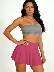 Conjunto de 4 Piezas de Minifaldas Deportivas Casuales de Verano para Mujer, con Bolsillos, Cintura Regular, Diseño en Línea A, Color Sólido, Fibra de Leche, Cómodas y Tejidas - Product Image 1