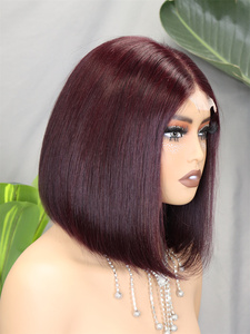 FH Wholesale Raw Vietnamese Hair Bob Lace Front <b>Wig</b> Glueless Full 2x6 Lace Front <b>Wig</b> #99j <b>Cheap</b> Human Hair <b>Wig</b> - Product Image 2