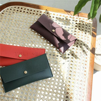 Portefeuille en cuir coloré pour femme, pochette à bijoux, 2 poches, porte-cartes et porte-monnaie
