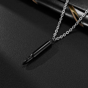 European and American cross-border hip-hop men's necklace, stainless steel bullet head pendant, trendy and personalized <b>titanium</b> - Product Image 2