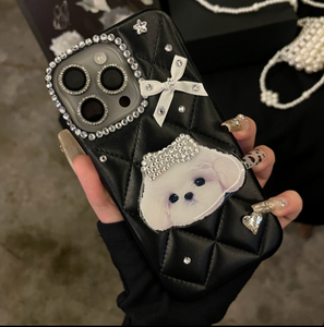 Funda de lujo con estilo con purpurina de diamantes para iPhone 15 Pro Max 16 12 13 15 Cute Puppy Dog Grip <span class=keywords><strong>Tok</strong></span> Stand Holder Trending Phone Cover - Product Image 3