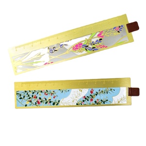 Promotional Bookmarks Gifts Hollow Out Design Printing Bookmark Gold Ruler Custom Metal Book Mark