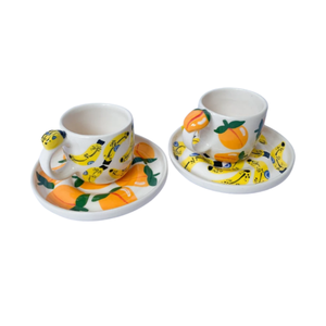 Fruit Market <span class=keywords><strong>2</strong></span> tasses à expresso tasse <span class=keywords><strong>avec</strong></span> soucoupes ensemble de deux tasses à café en céramique faites à la main cadeau d'amant de café - Product Image 2