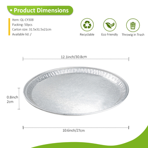 Moldes Redondos de Papel Aluminio de 12 Pulgadas, Moldes Desechables para Pizza, Verduras, Frutas, Pasteles <span class=keywords><strong>y</strong></span> Galletas - Product Image 1