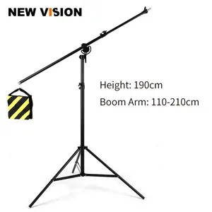 126" 320cm Two Way Rotatable Aluminum Adjustable Tripod Boom Light Stand with Sandbag for Studio Photography Video