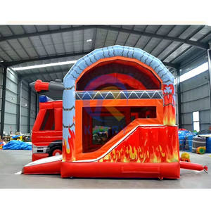 Château gonflable de grande taille pour parc d'attractions, <span class=keywords><strong>camion</strong></span> de pompiers gonflable avec toboggan - PVC de qualité commerciale, maison de saut personnalisable pour la <span class=keywords><strong>location</strong></span> - Product Image 5